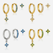 J&D Jewelry Sweet 3-Piece White Zirconia Clover Earring Set 18K Gold PVD Stainless Steel Waterproof Jewelry for Women