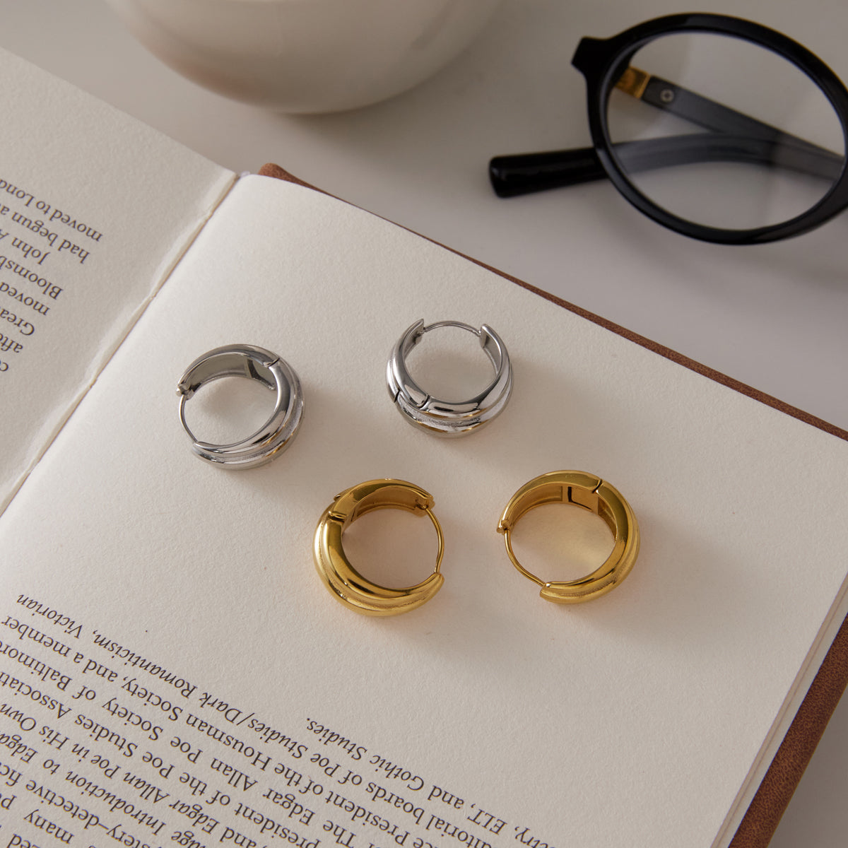 J&D Jewelry Classic Multi-layer Huggie Hoop Earrings Stainless Steel High Polished Waterproof Jewelry for Women Daily Wear