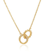 J&D Jewelry 18K Gold Plated Stainless Steel Interlocking Double Ring Sun Necklace Waterproof Rhinestone Pendant for Women