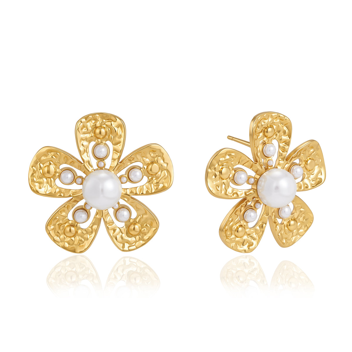 JD Modern Minimalist Flower Post Earrings Gold