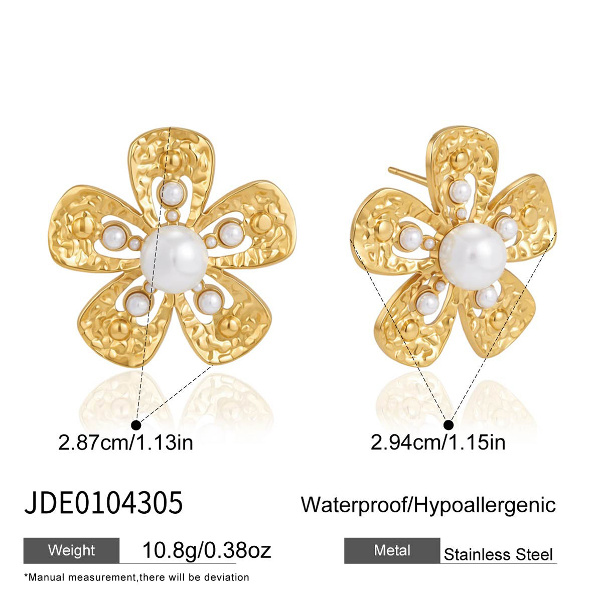 JD Modern Minimalist Flower Post Earrings Gold
