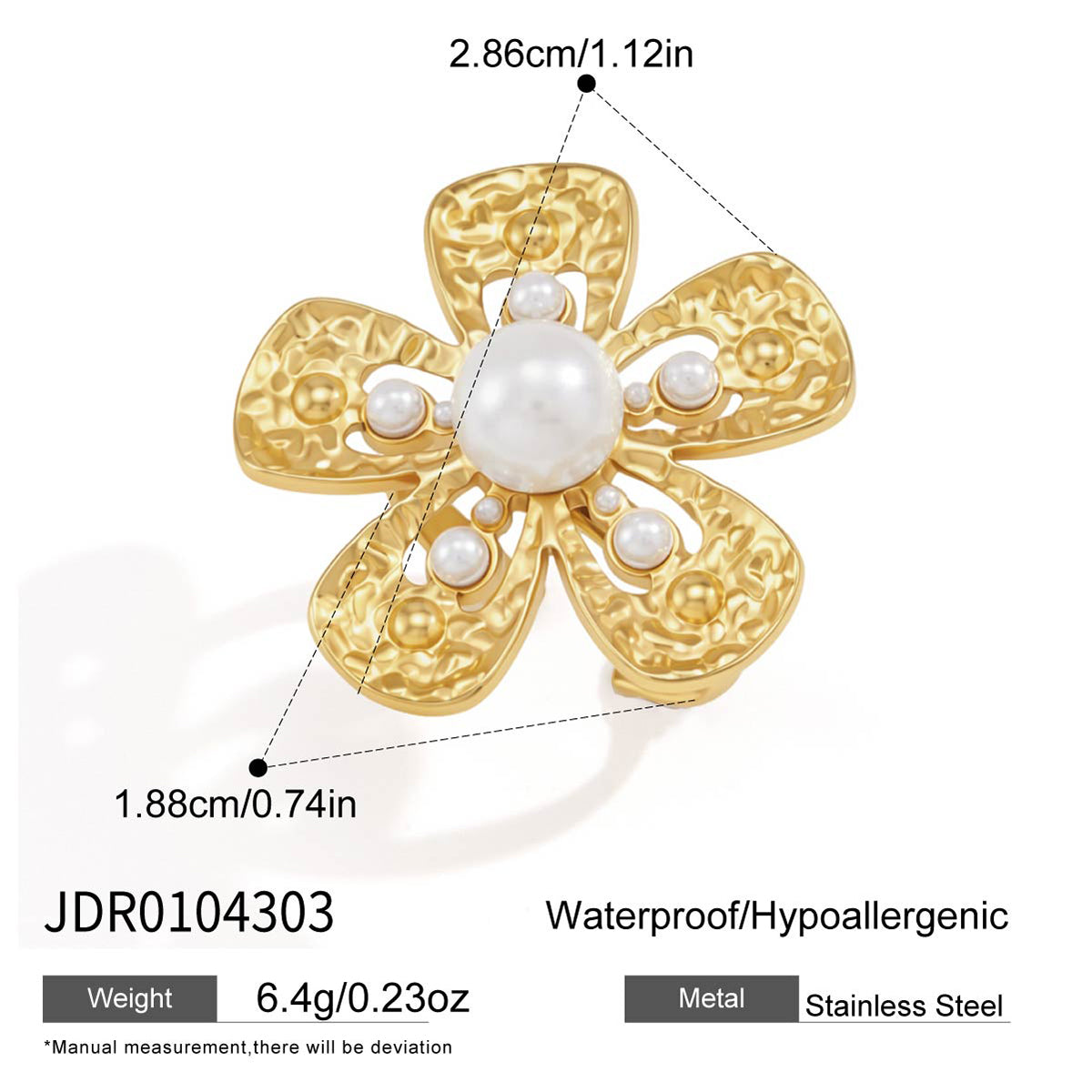 JD Modern Minimalist Flower Post Earrings Gold