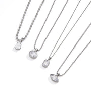 J&D Jewelry Teardrop Zirconia Pendant Ball Chain Necklace