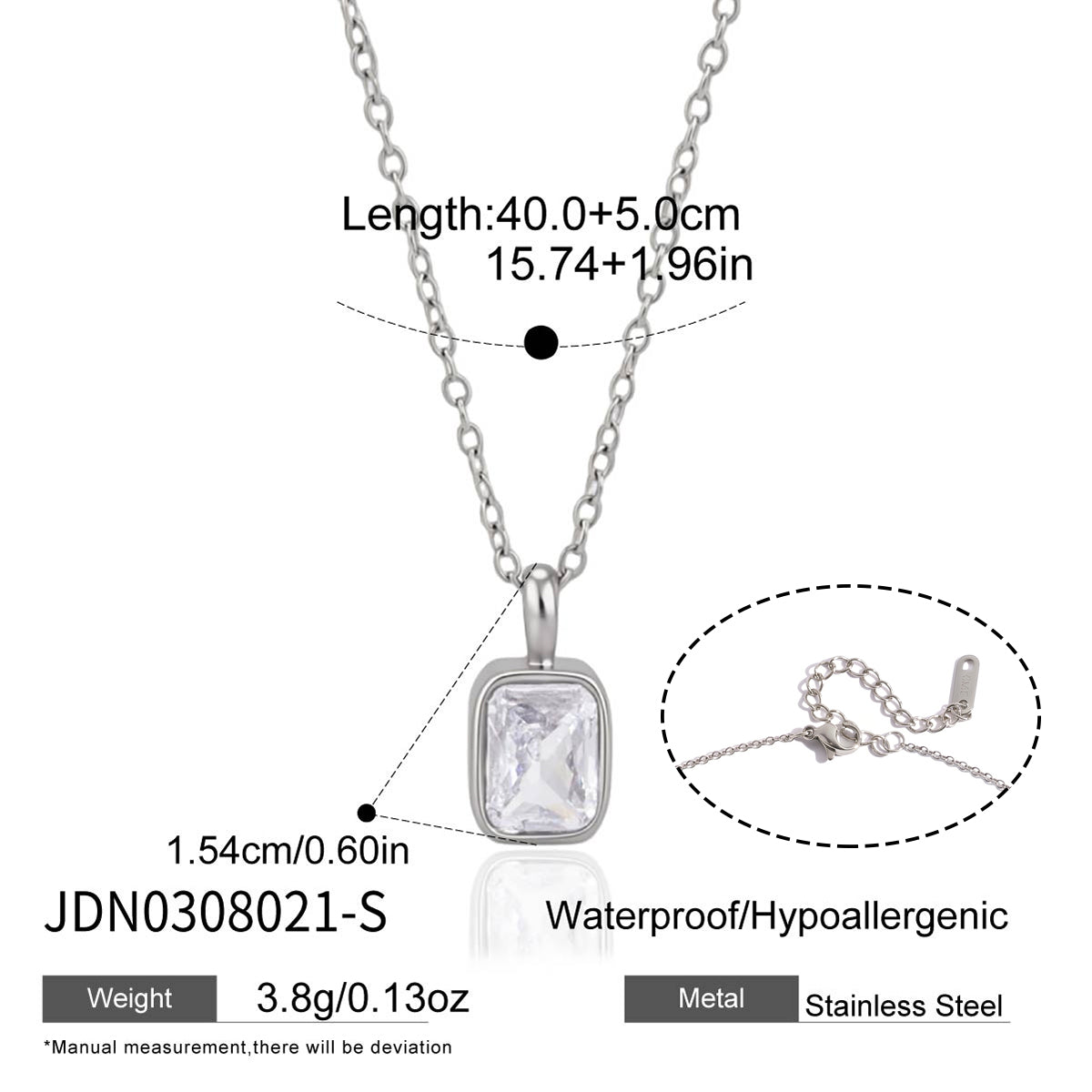 J&D Jewelry Teardrop Zirconia Pendant Ball Chain Necklace
