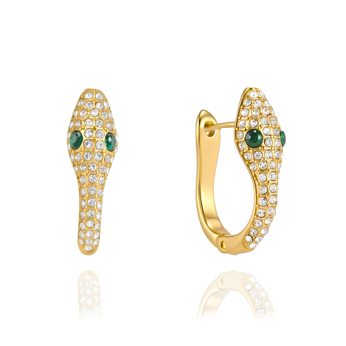 J&D Jewelry Luxury Snake Serpent Huggie Earrings 18K Gold