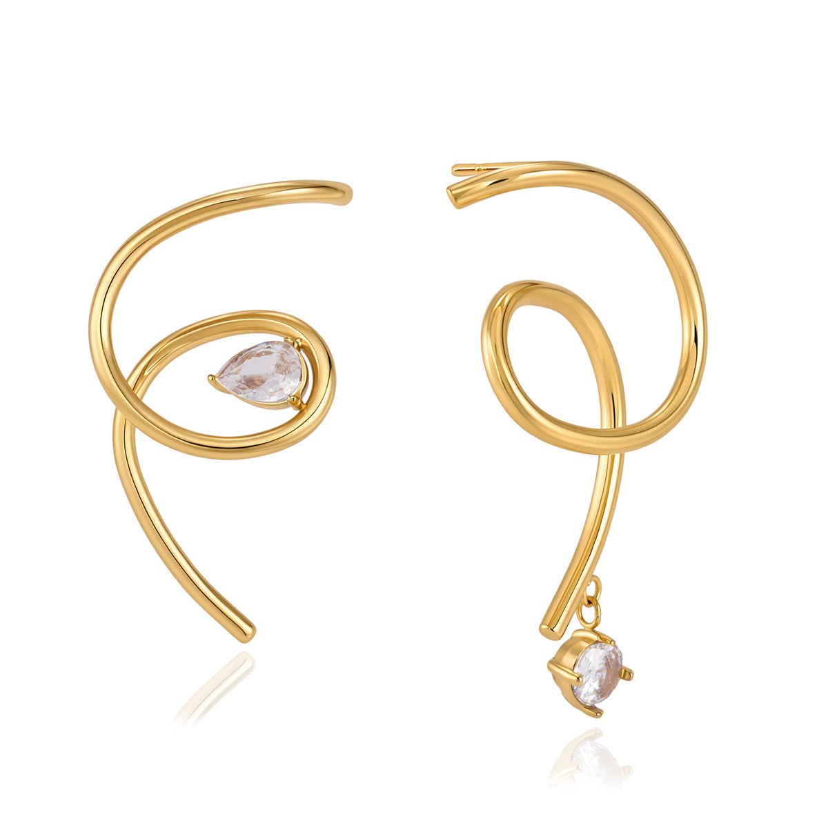 J&D Jewelry 18K Gold Plated Stainless Steel Spiral Drop Earrings