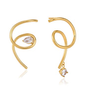 J&D Jewelry 18K Gold Plated Stainless Steel Spiral Drop Earrings