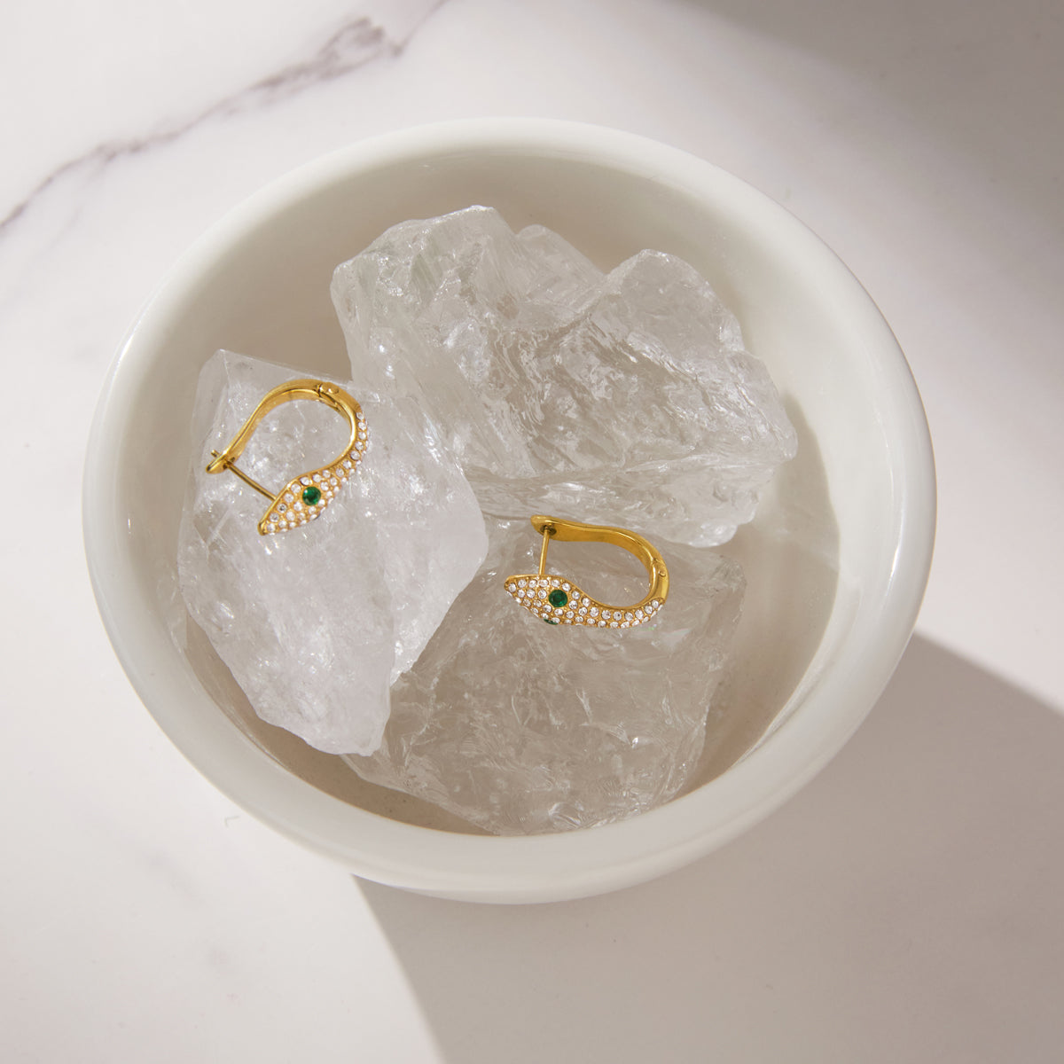 J&D Jewelry Luxury Snake Serpent Huggie Earrings 18K Gold