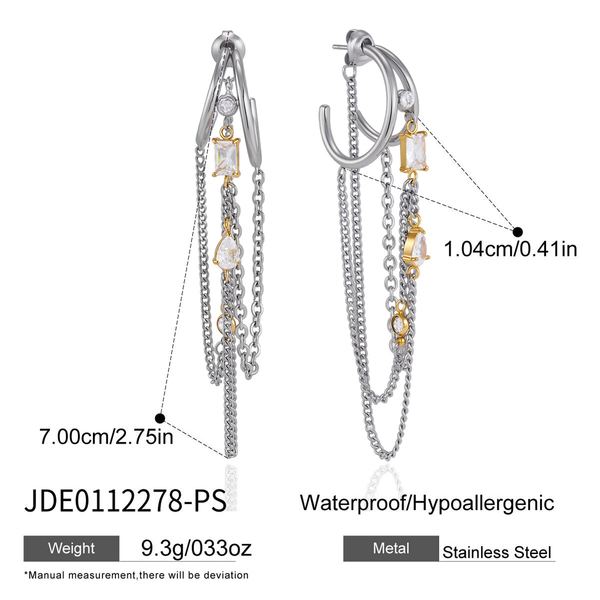J&D Jewelry Two Tone Mixed Shape Zirconia Tassel Earrings