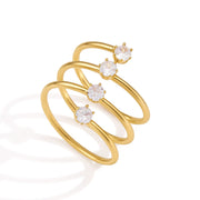 J&D Jewelry 18K Gold Plated Stainless Steel Multi Layer Open Ring