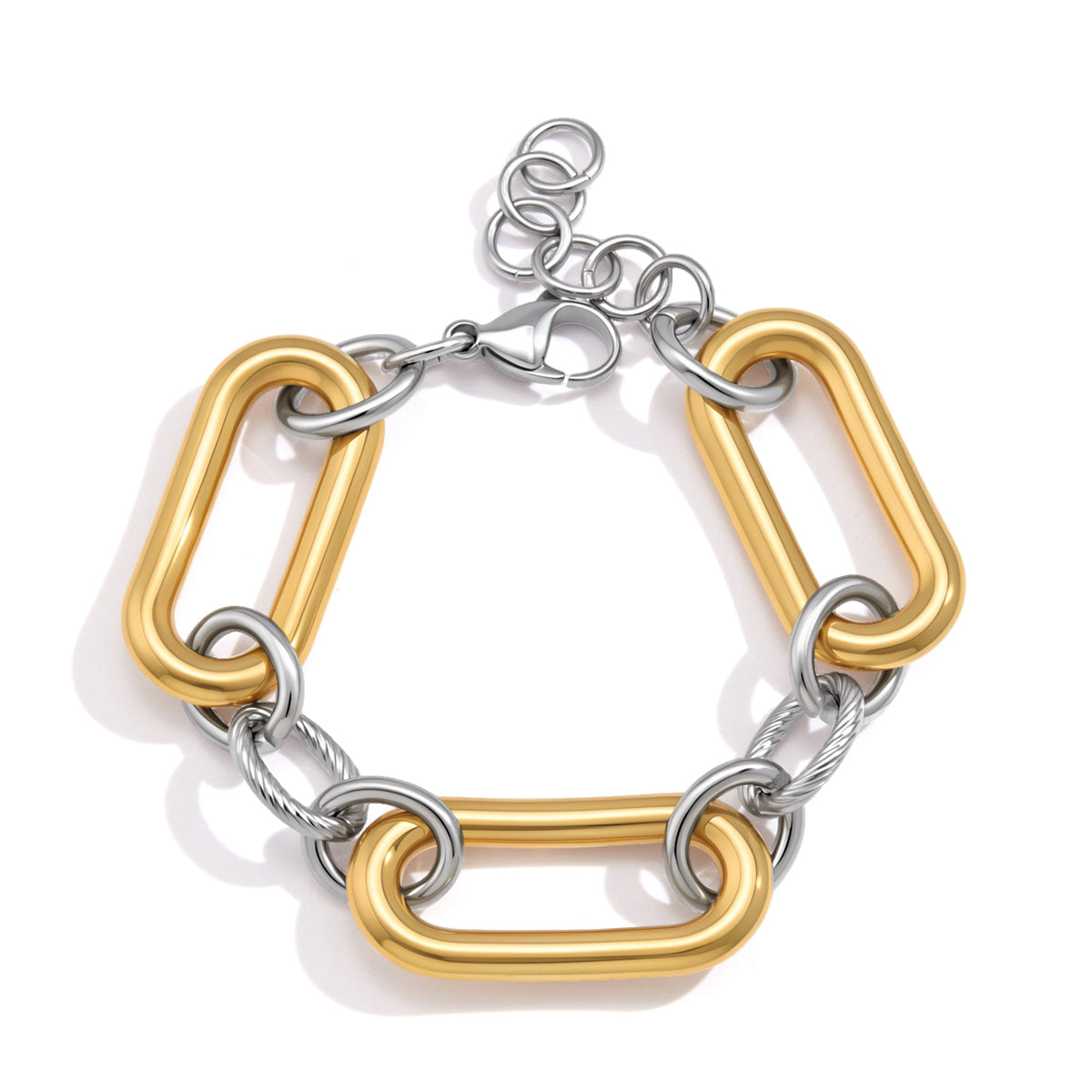 J&D Jewelry Two Tone Chunky Chain Bracelet Gold