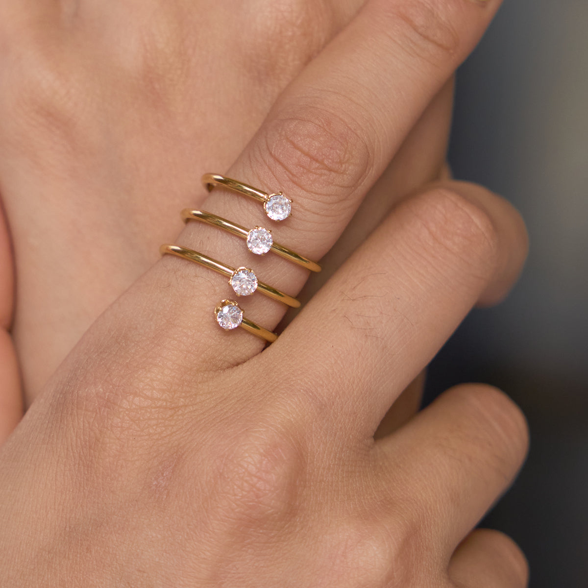 J&D Jewelry 18K Gold Plated Stainless Steel Multi Layer Open Ring