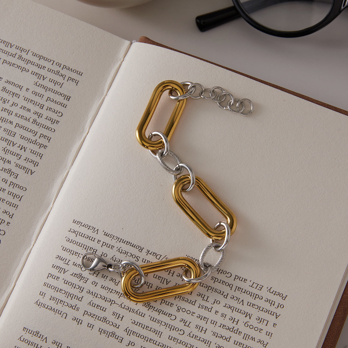 J&D Jewelry Two Tone Chunky Chain Bracelet Gold