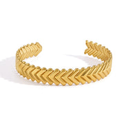J&D Jewelry Vintage Wheat Ear Open Bangle Gold Plated Stainless Steel
