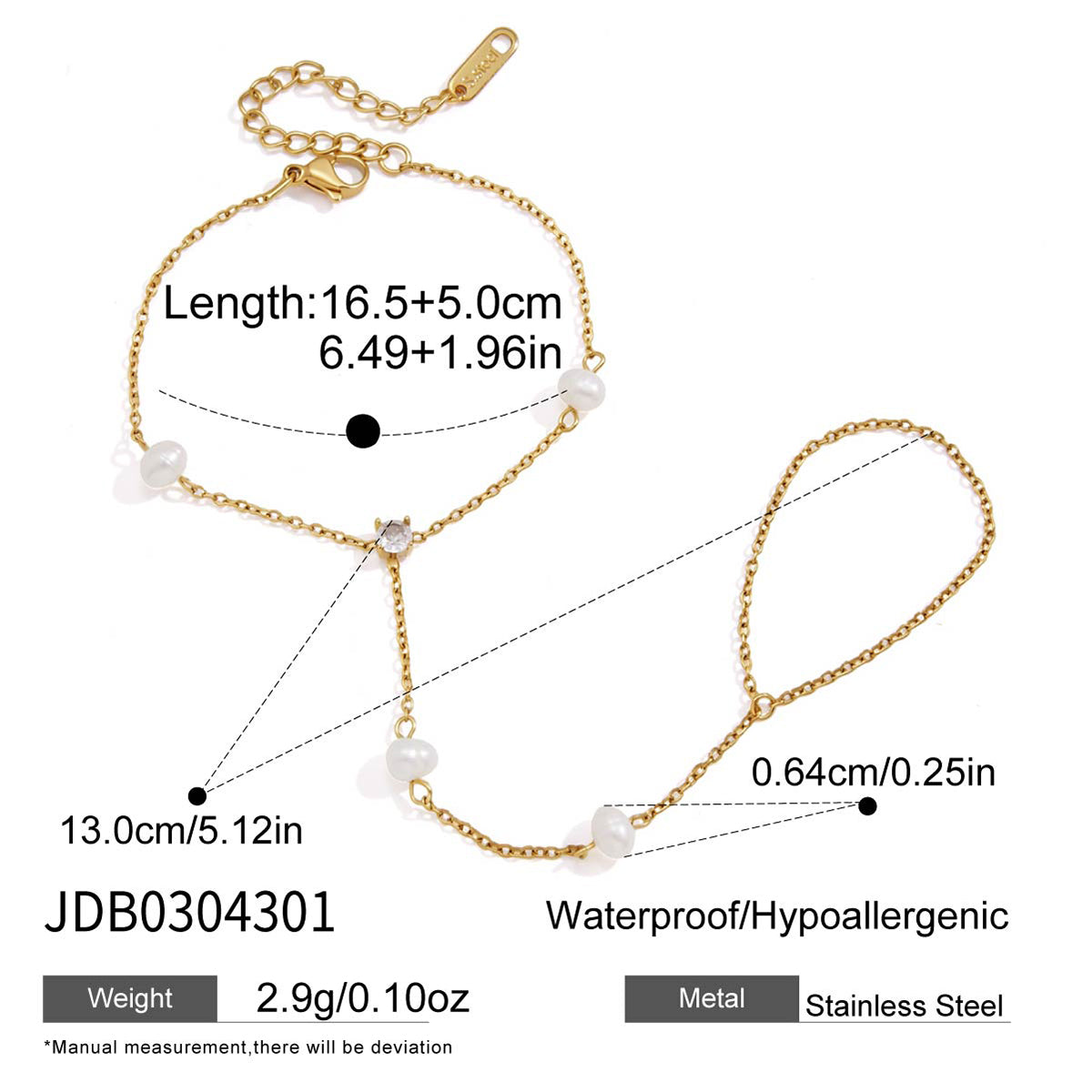 J&D Jewelry 18K Gold Plated Stainless Steel Slave Bracelet Freshwater