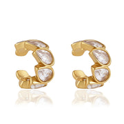 J&D Jewelry 18K Gold Plated Stainless Steel Teardrop Zirconia Ear Cuffs