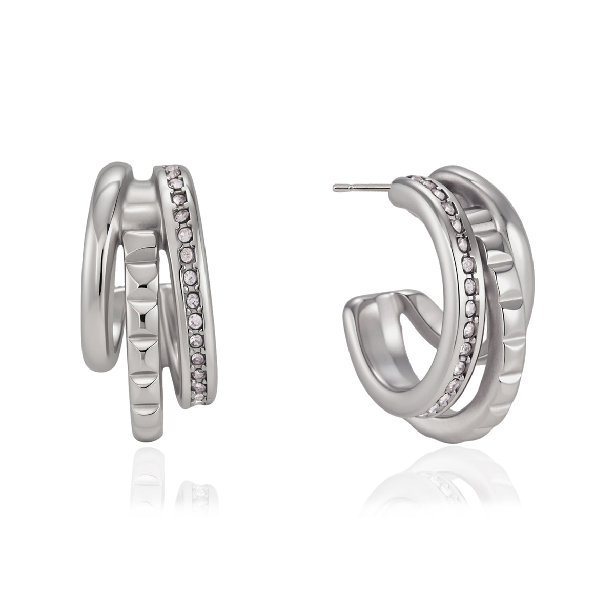 J&D Jewelry Triple Layer Hollow C Hoop Earrings