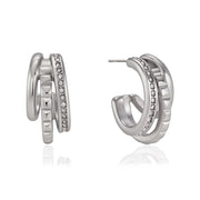 J&D Jewelry Triple Layer Hollow C Hoop Earrings