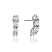 J&D Jewelry Classic Round CZ C Hoop Earrings Hypoallergenic