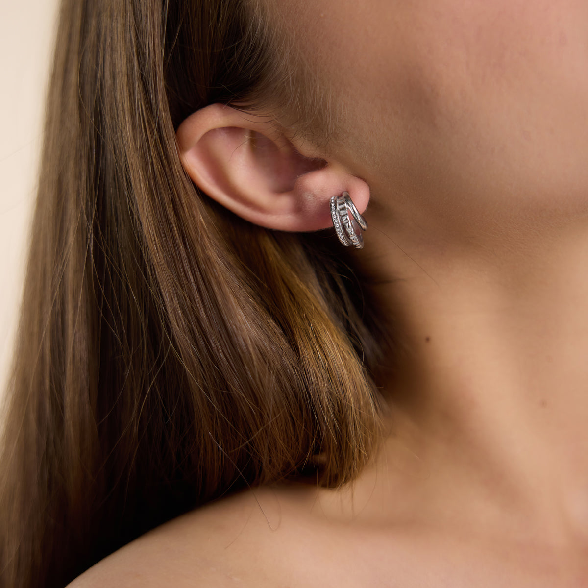 J&D Jewelry Triple Layer Hollow C Hoop Earrings