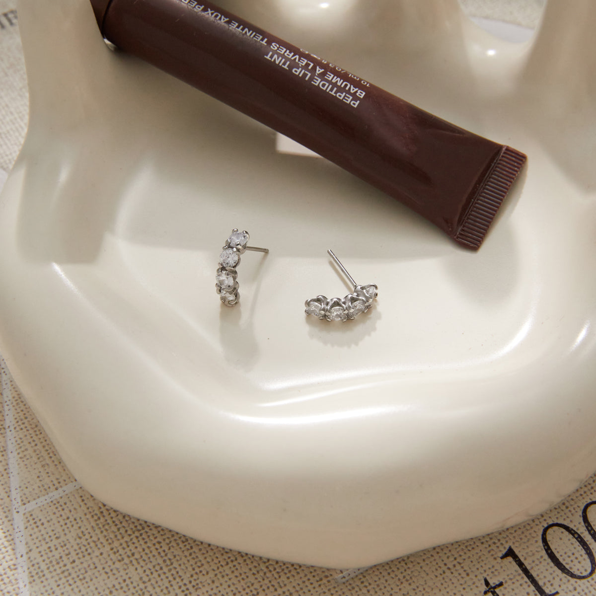 J&D Jewelry Classic Round CZ C Hoop Earrings Hypoallergenic