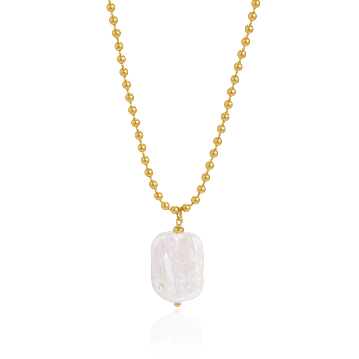 J&D Jewelry Elegant Baroque Freshwater Pearl Pendant Necklace Gold Plated