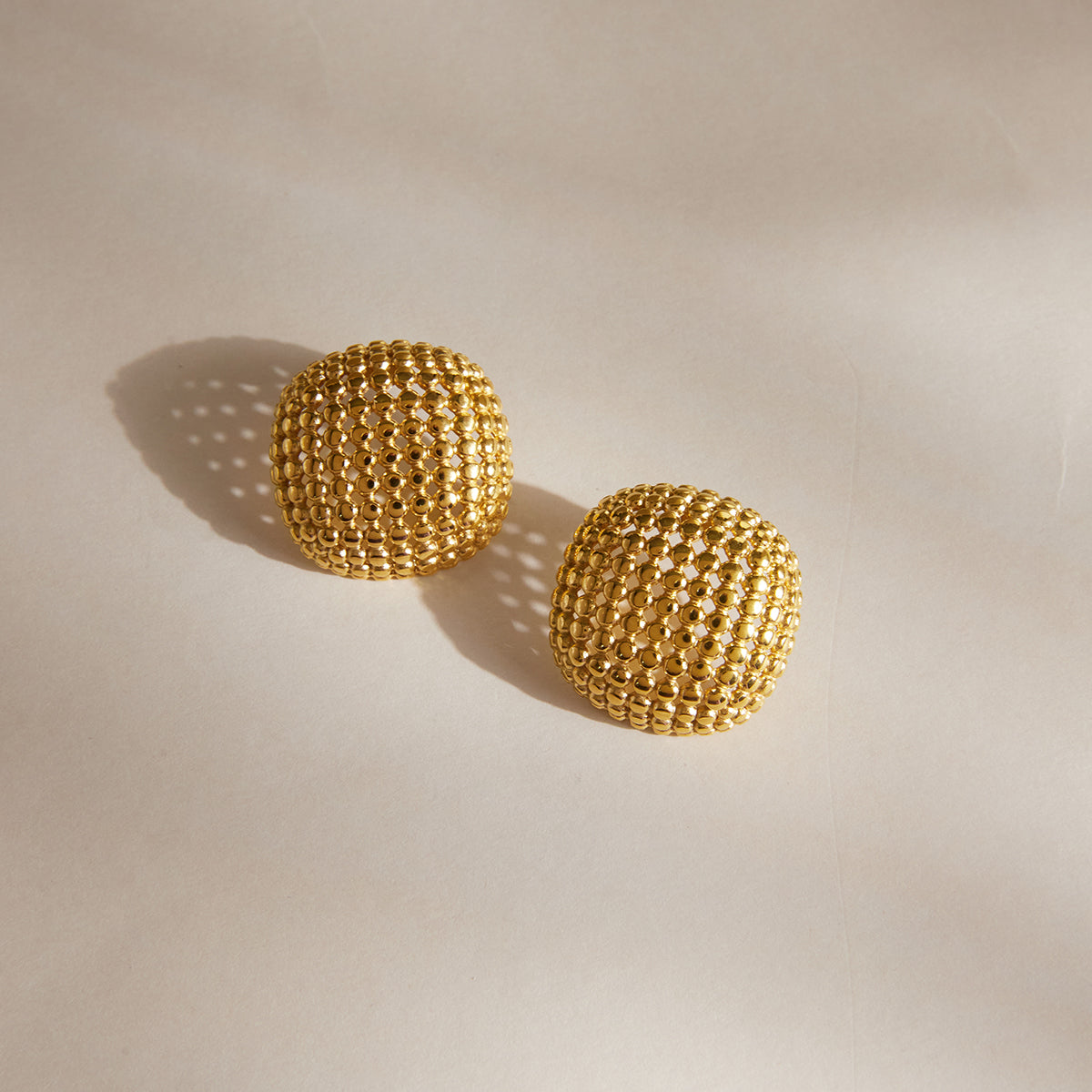 J&D Jewelry 18K Gold Plated Stainless Steel Mesh Hollow Stud Earrings