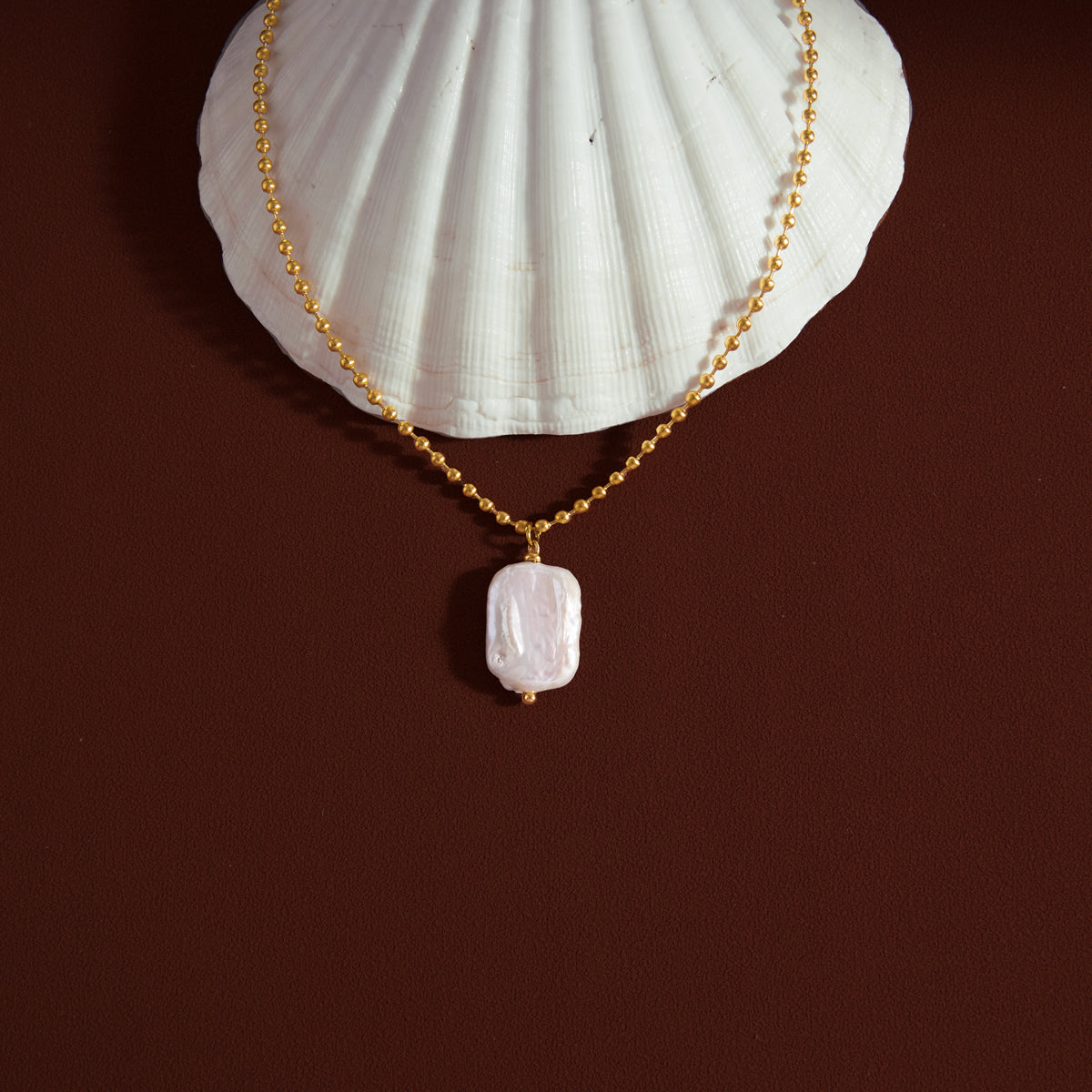 J&D Jewelry Elegant Baroque Freshwater Pearl Pendant Necklace Gold Plated