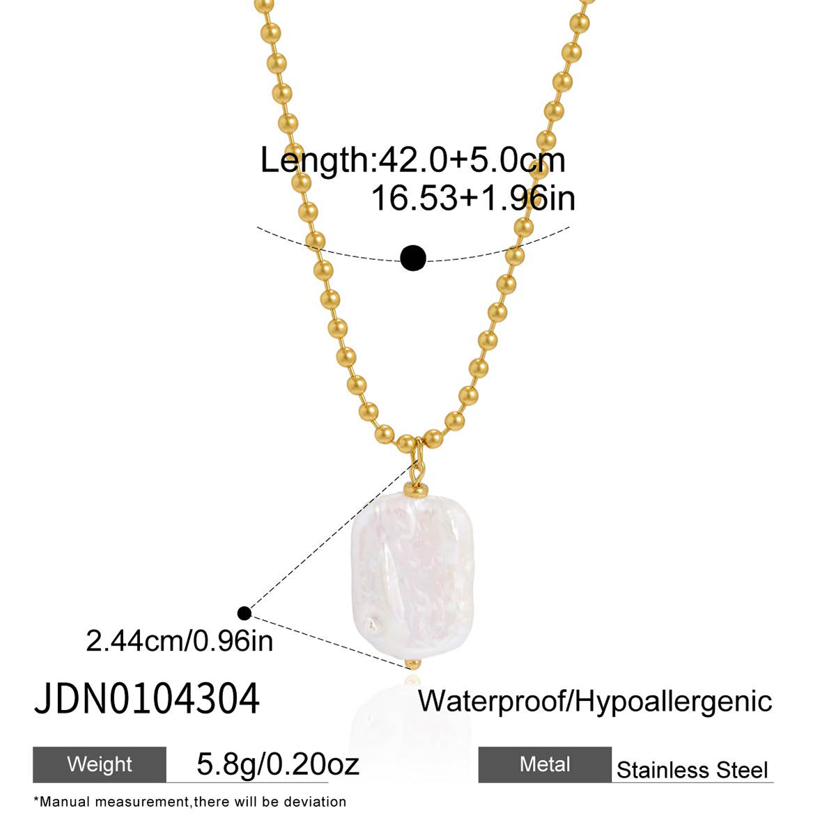 J&D Jewelry Elegant Baroque Freshwater Pearl Pendant Necklace Gold Plated