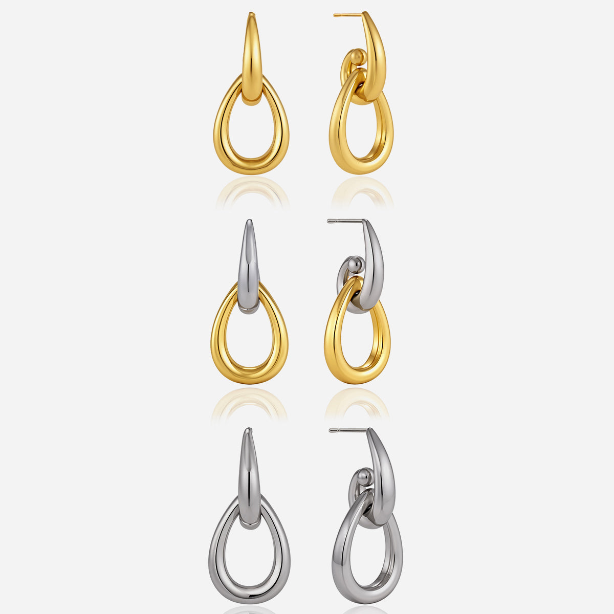 J&D Jewelry Elegant Interlocking Hoop Earrings Gold Plated Stainless Steel