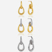 J&D Jewelry Elegant Interlocking Hoop Earrings Gold Plated Stainless Steel