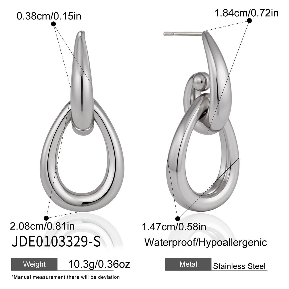 J&D Jewelry Elegant Interlocking Hoop Earrings Gold Plated Stainless Steel