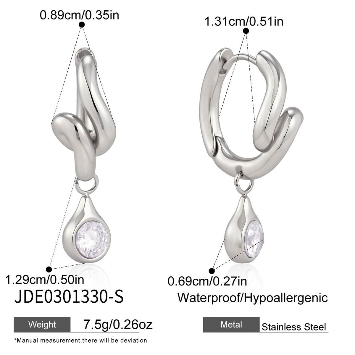 J&D Jewelry Wavy Wrapped Huggie Hoop Earrings Gold Plated Stainless Steel