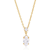 J&D Jewelry Delicate Marquise CZ Pendant Necklace Gold Plated Stainless Steel