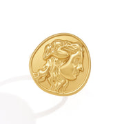 J&D Jewelry Vintage Portrait Coin Open Ring 18K Gold Plated Stainless Steel