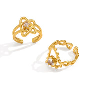 J&D Jewelry Sweet Star CZ Open Ring Gold Plated Stainless Steel