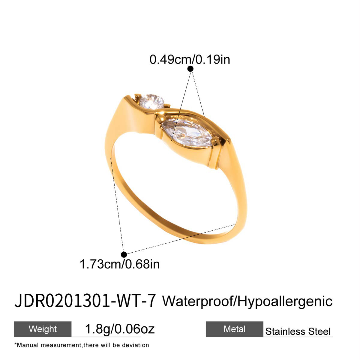 J&D  Bypass Band Ring for Women Size 7