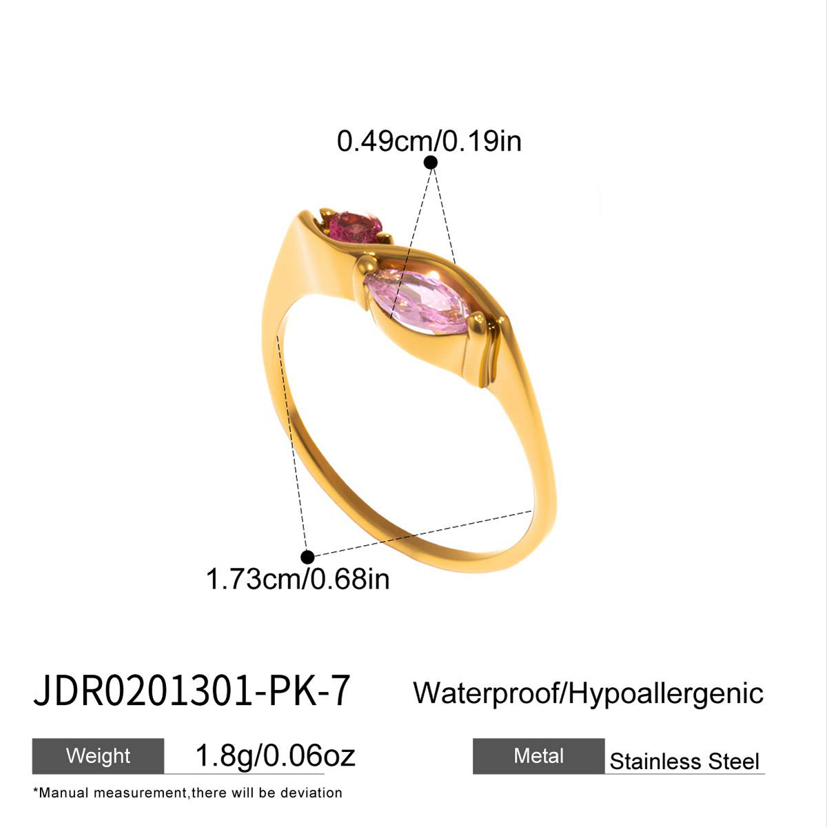 J&D  Bypass Band Ring for Women Size 7