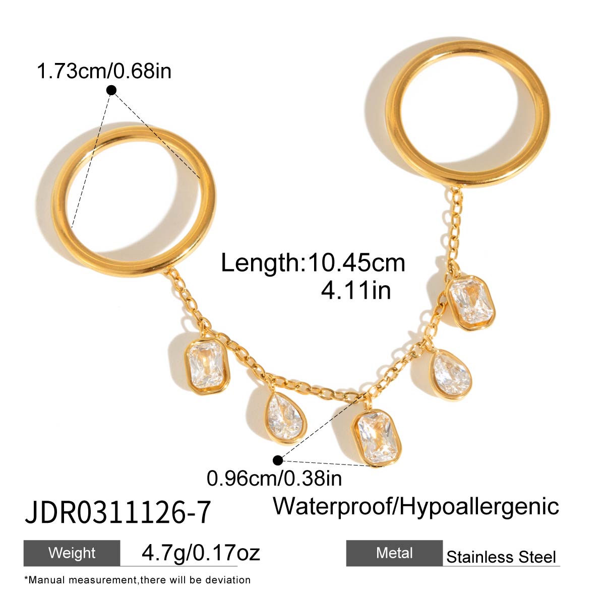 J&D Finger Bracelet Tassel Ring