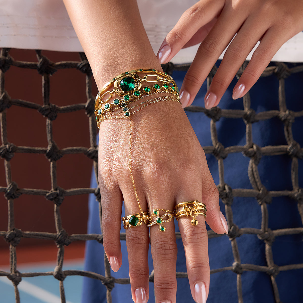 J&D Slave Bracelet Green Zirconia