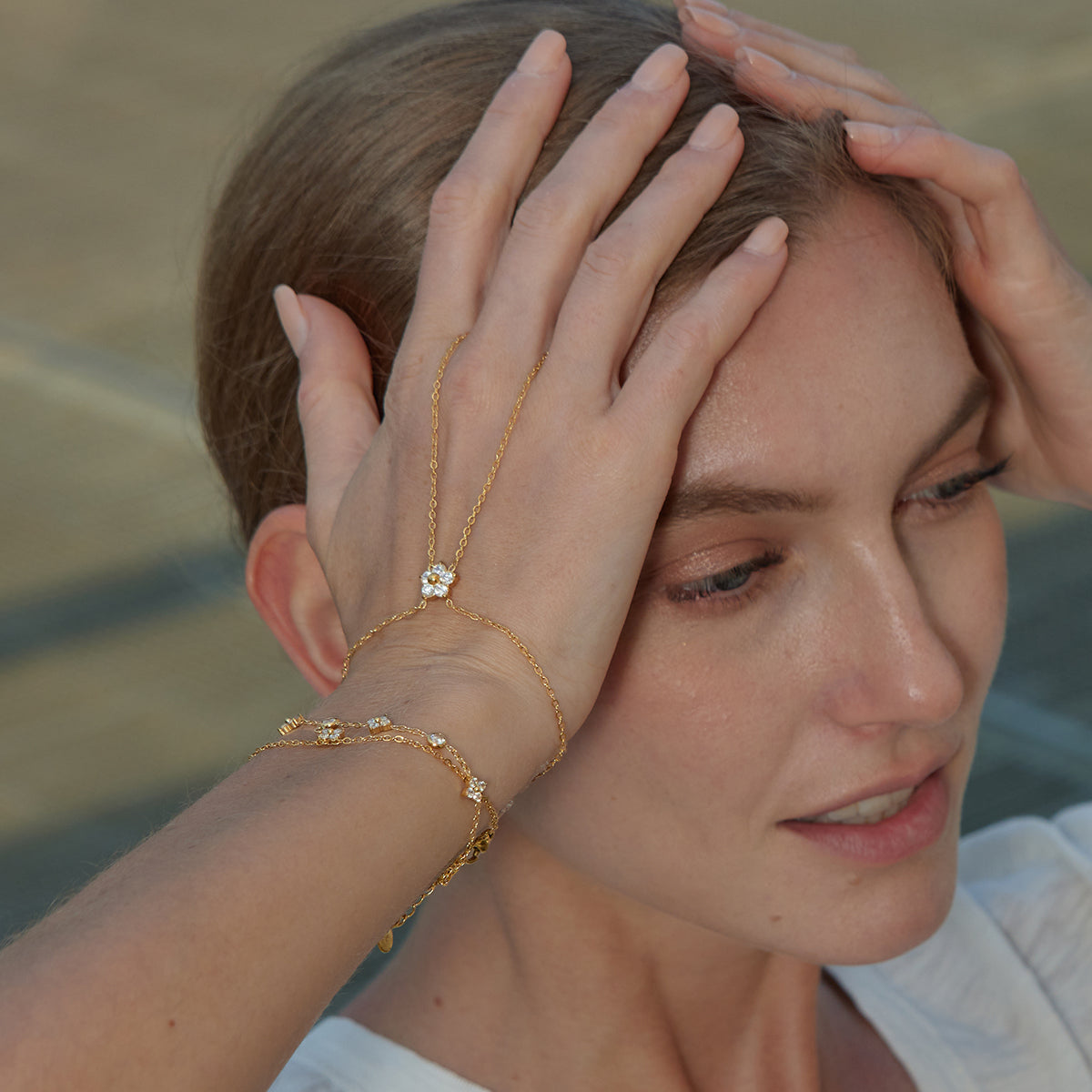 J&D Flower Zircon Double Layer