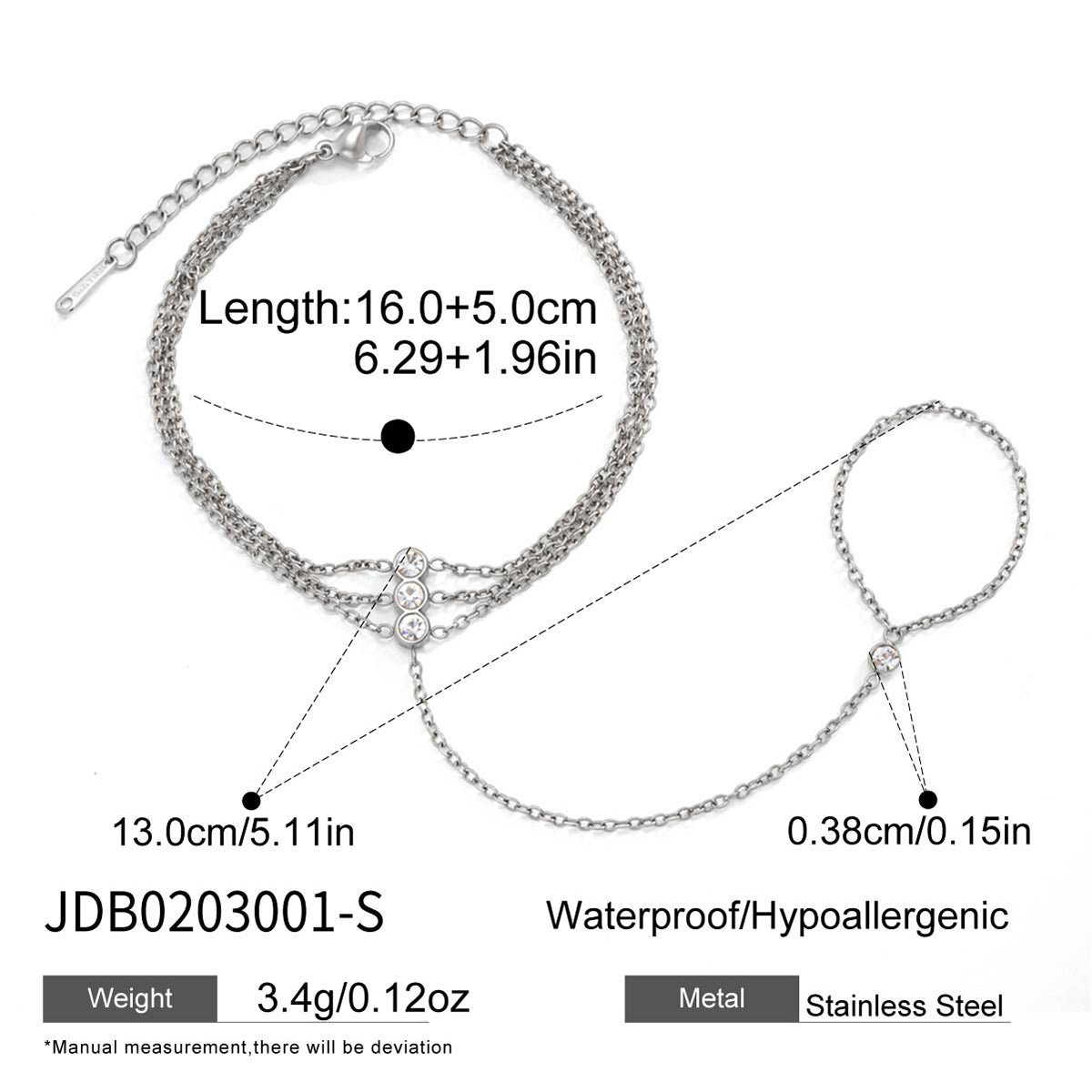 J&D  Hand Chain Finger Ring