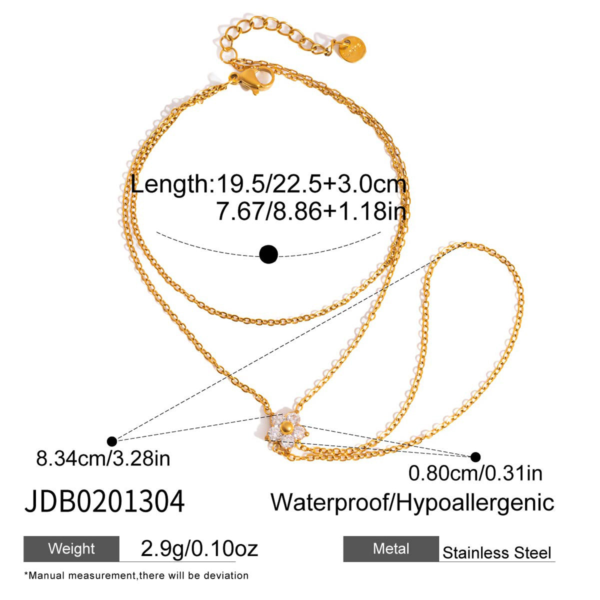 J&D Flower Zircon Double Layer