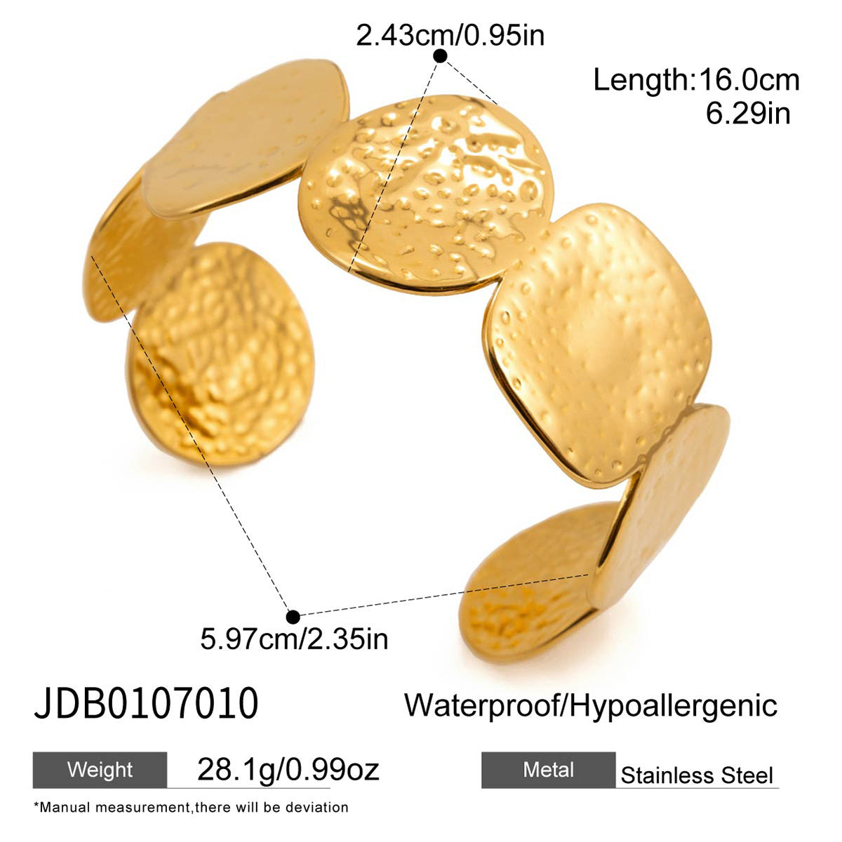 J&D Bangle Hammer Patterned