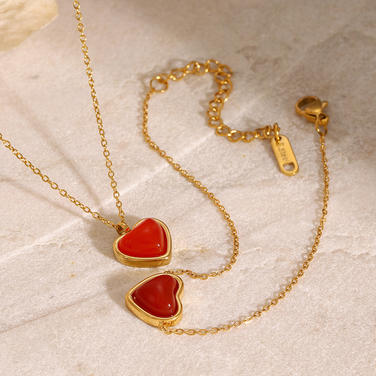 J&D Red Agate Heart