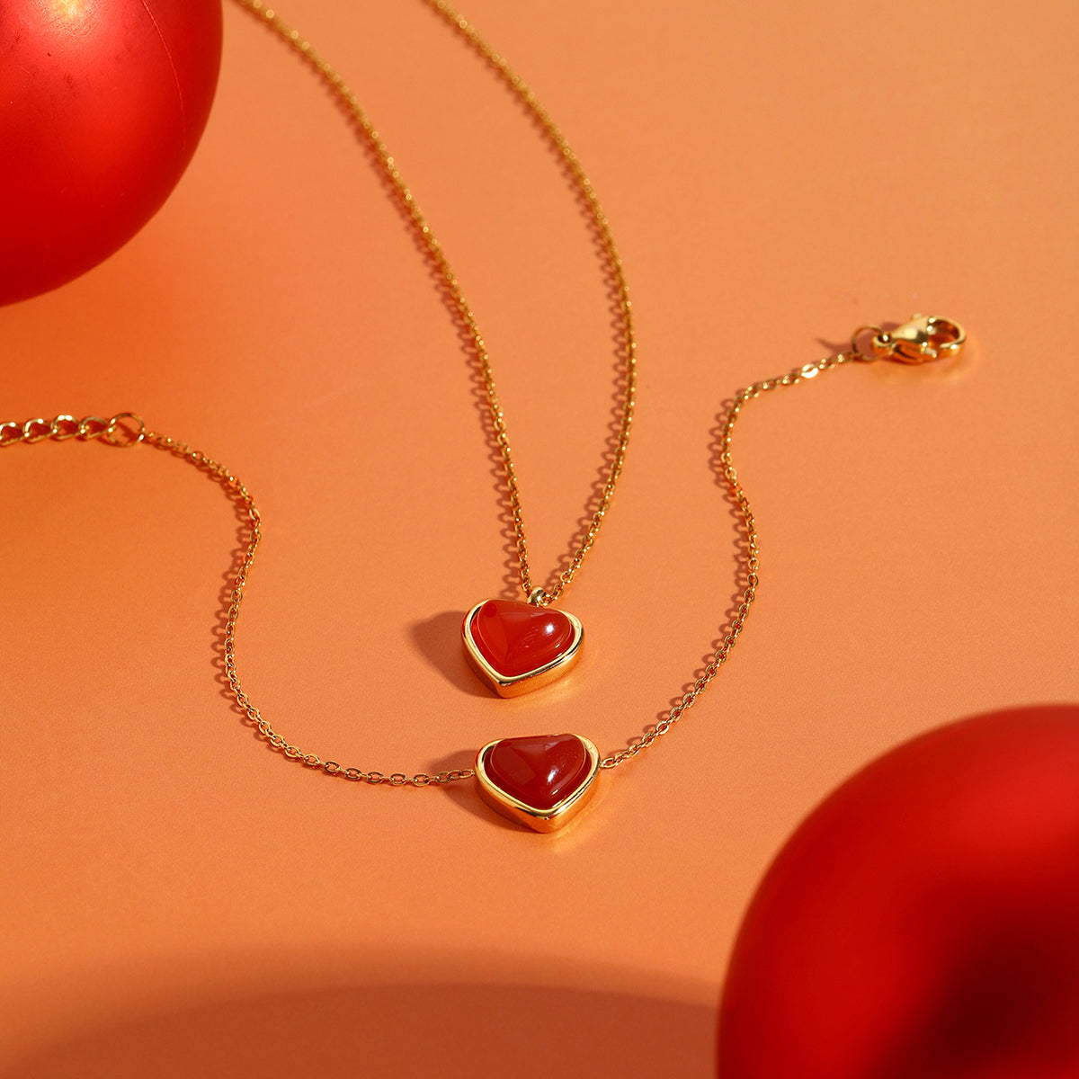 J&D Red Agate Heart