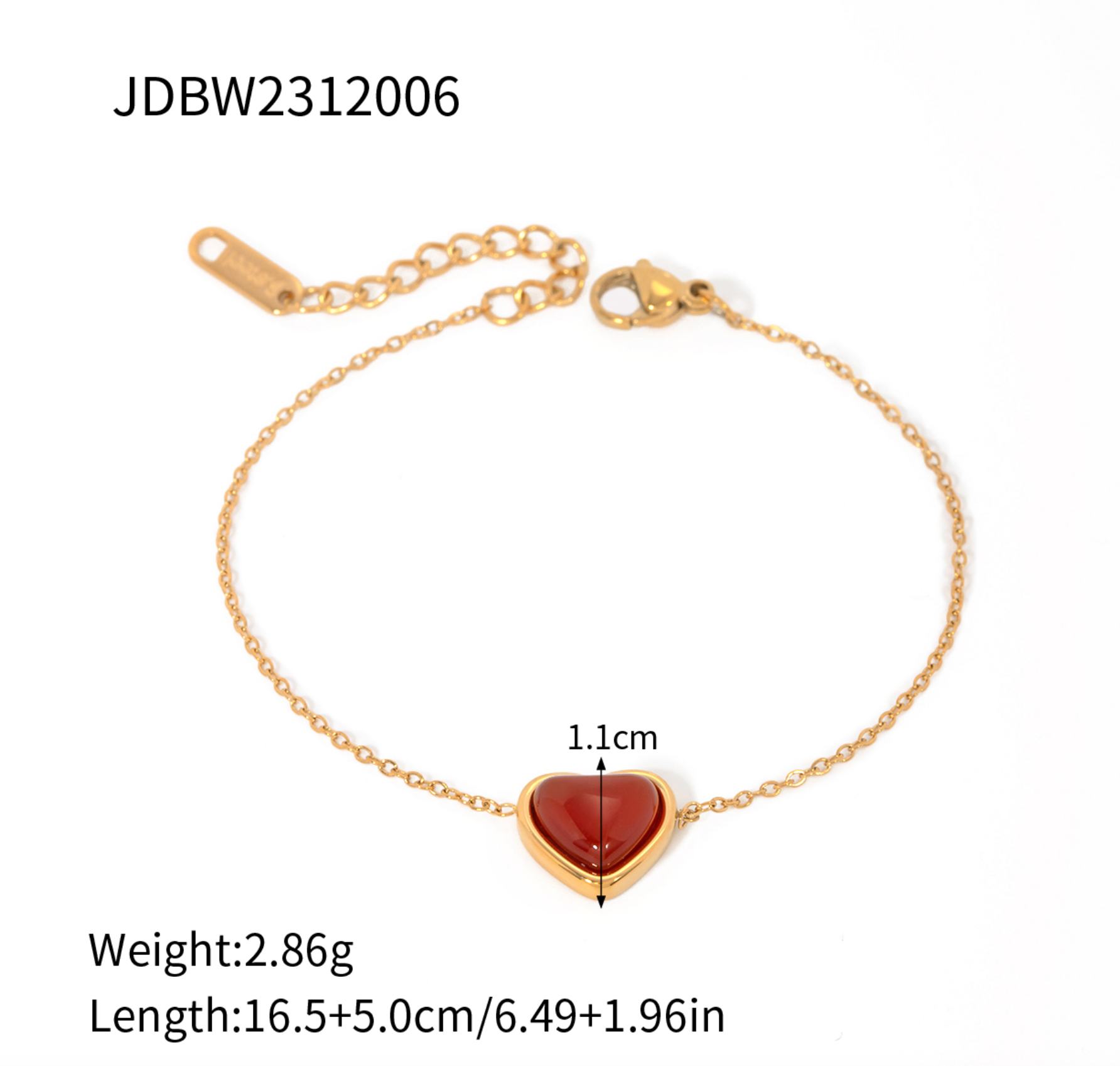 J&D Red Agate Heart