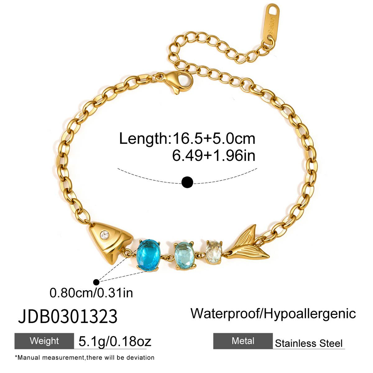 J&D Plated Fish Bracelet