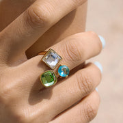 J&D Square Blue Round Zirconia
