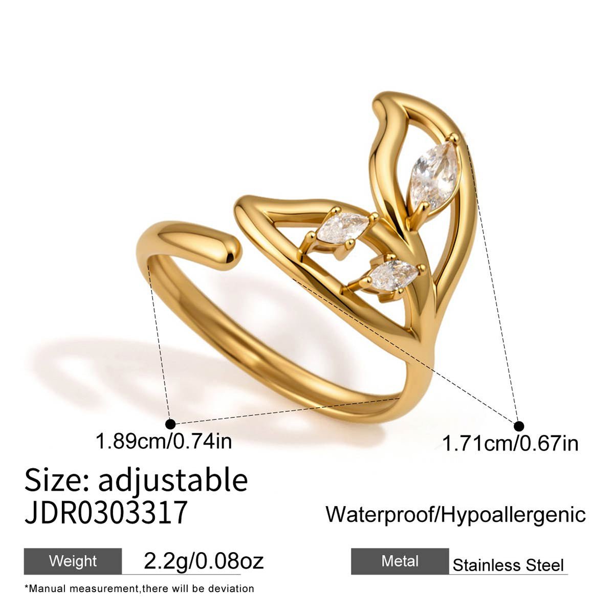 J&D  Fishtail Ring Sparkling Marquise